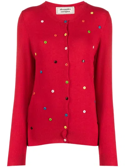ALESSANDRO ENRIQUEZ BUTTON-EMBELLISHED WOOL-BLEND CARDIGAN