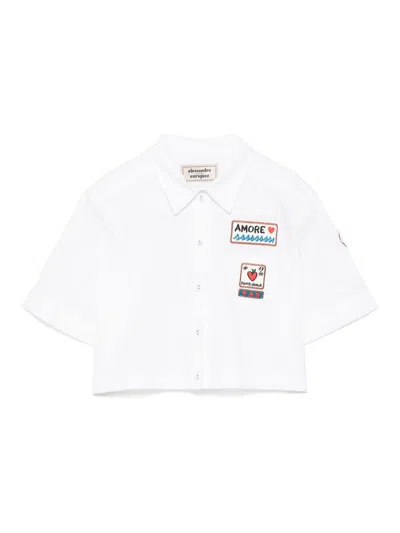 Alessandro Enriquez Patch Cotton Shirt In White