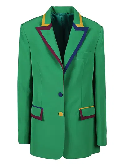 ALESSANDRO ENRIQUEZ CONTRAST-TRIM SINGLE-BREASTED BLAZER