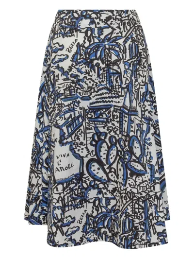 Alessandro Enriquez Cotton Midi Skirt In White