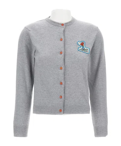 Alessandro Enriquez Crewneck Cardigan In Gray