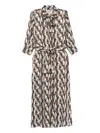 Alessandro Enriquez Tie-neck Graphic-print Dress In Brown