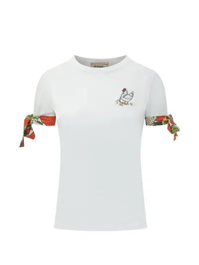 Alessandro Enriquez Embroidered Bow-detail T-shirt In White