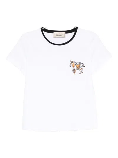 Alessandro Enriquez Embroidered Cotton T-shirt In White