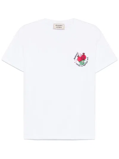 Alessandro Enriquez Embroidered Cotton T-shirt In White