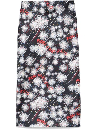 Alessandro Enriquez Fireworks-print Midi Skirt In Black