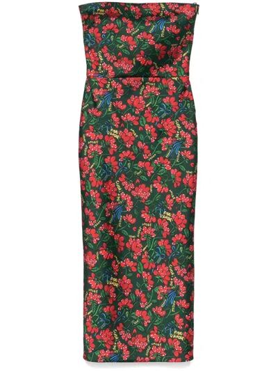 Alessandro Enriquez Floral-print Midi Dress In 绿色