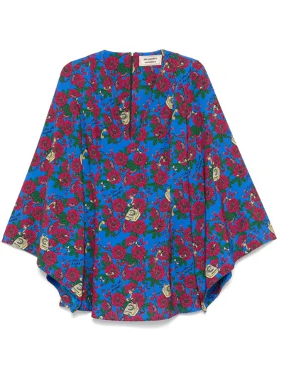 Alessandro Enriquez Floral-print Mini Dress In 蓝色