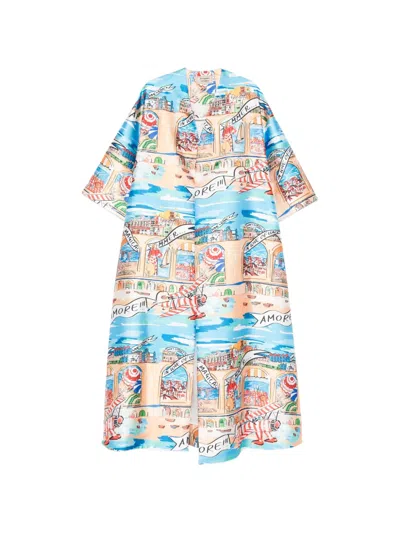 Alessandro Enriquez Graphic-print Short-sleeves Coat In Multi