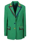 Alessandro Enriquez Contrast-trim Single-breasted Blazer In Green