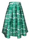 Alessandro Enriquez Printed Midi Skirt In Green