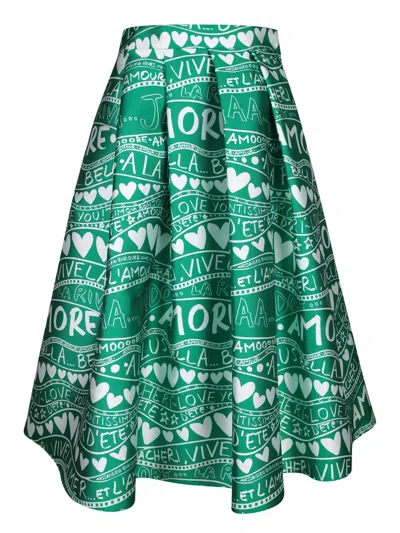 ALESSANDRO ENRIQUEZ GREEN WAVE MIDI SKIRT