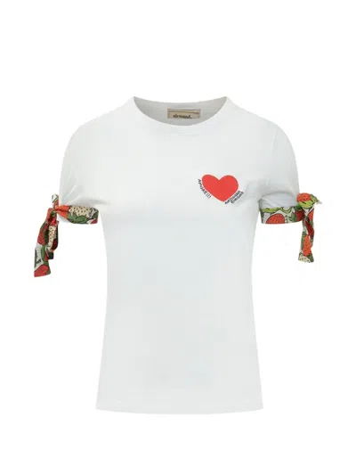 Alessandro Enriquez Heart-embroidered Tie-cuff T-shirt In White