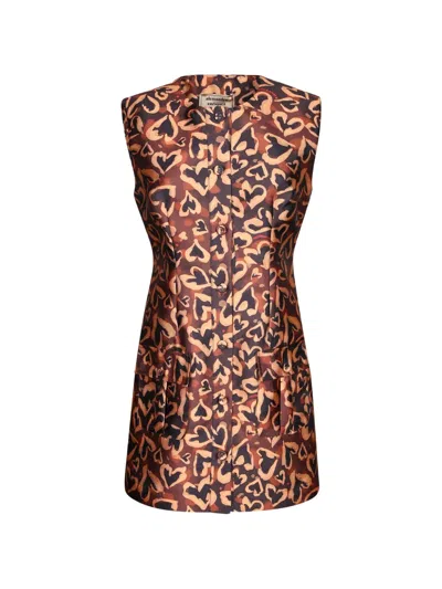 Alessandro Enriquez Heart-print Sleeveless Mini Dress In Pink