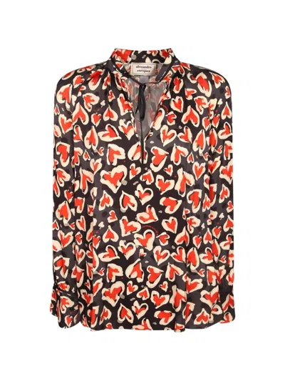 Alessandro Enriquez Heart-print Tie-neck Blouse In Multi