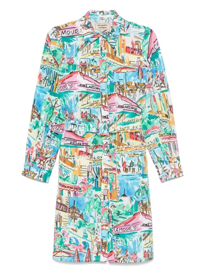 Alessandro Enriquez Illustration-print Mini Dress In Blue
