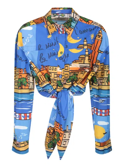 ALESSANDRO ENRIQUEZ MULTICOLOR FRONT KNOT SHIRT