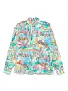 Alessandro Enriquez Printed Cotton Shirt In Blue
