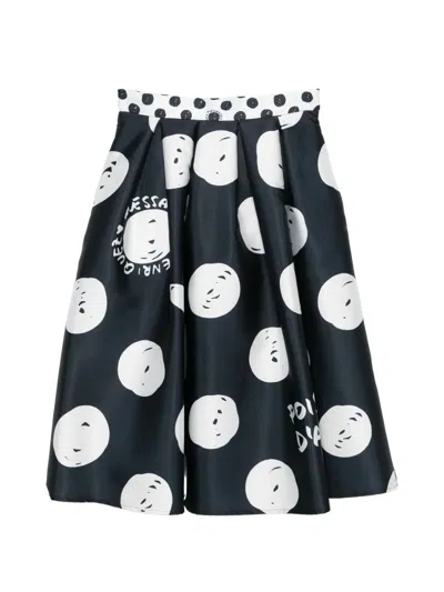 Alessandro Enriquez Polka Dot Print Skirt In Black