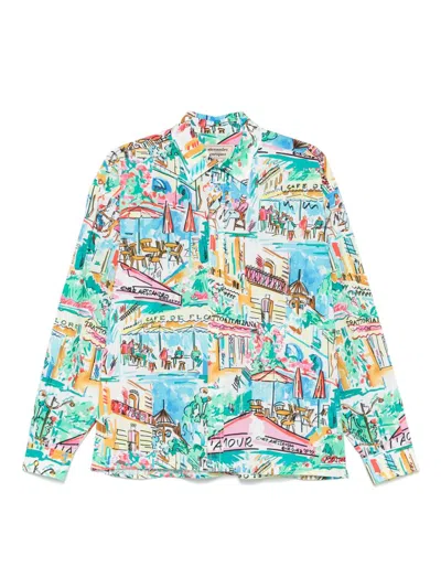 Alessandro Enriquez Printed Cotton Shirt In Multicolour