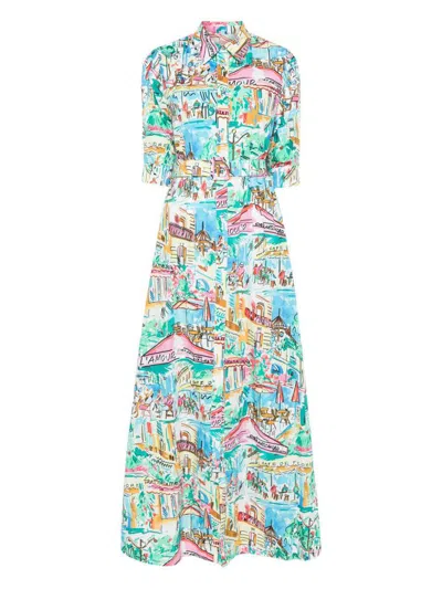 Alessandro Enriquez Printed Cotton Shirtdress In Multicolour