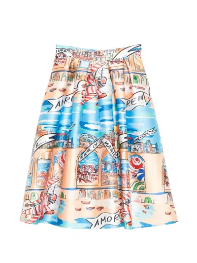 Alessandro Enriquez Midirock Mit Print In Blue