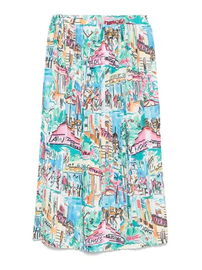 Alessandro Enriquez Printed Midi Skirt In Multi