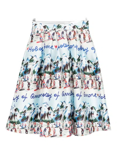 Alessandro Enriquez Printed Midi Skirt In Multi