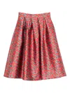 Alessandro Enriquez Printed Midi Skirt In Red