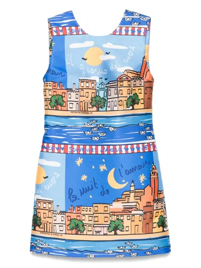 Alessandro Enriquez Printed Mini Dress In Blue