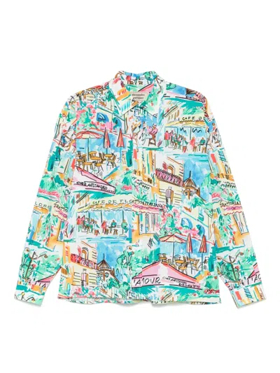 Alessandro Enriquez Printed Cotton Shirt In Multicolour