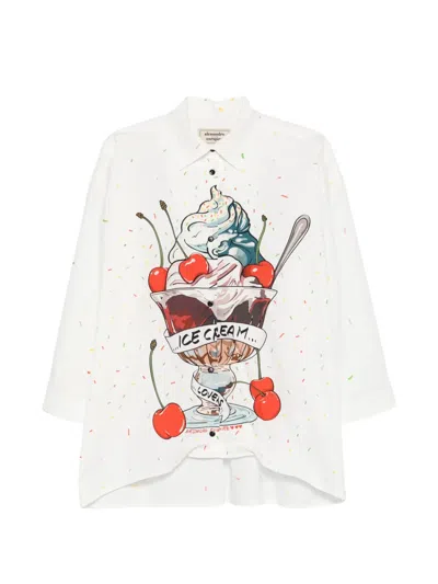 Alessandro Enriquez Printed Cotton Shirt In White