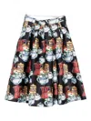 Alessandro Enriquez Printed Midi Skirt In Black