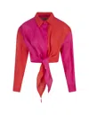 ALESSANDRO ENRIQUEZ RED AND FUCHSIA SHORT SHIRT WITH KNOT