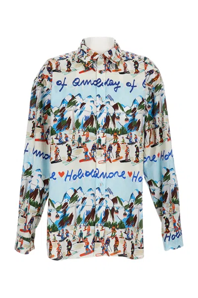 Alessandro Enriquez Relaxed-fit Cotton Shirt With Multicolor Ski Print