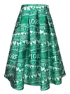 Alessandro Enriquez Printed Midi Skirt In Green