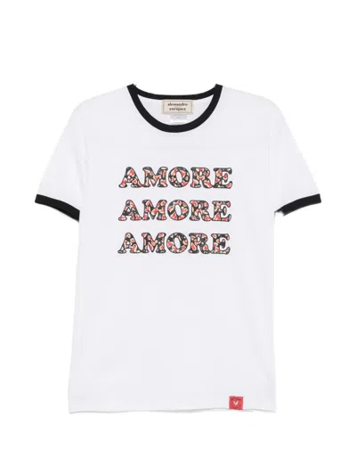 Alessandro Enriquez Slogan-print Ringer T-shirt In White
