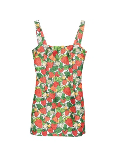 Alessandro Enriquez Strawberry Print Dress In Multi