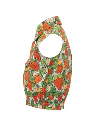 Alessandro Enriquez Strawberry-print Cropped Shirt In Green