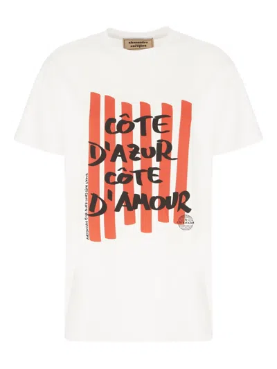 Alessandro Enriquez Stripe Print T-shirt In White