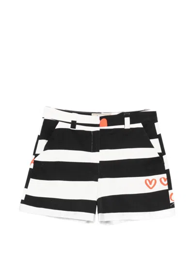 Alessandro Enriquez Striped Cotton Shorts In Black