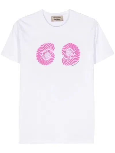 Alessandro Enriquez Ammonite Cotton T-shirt In White