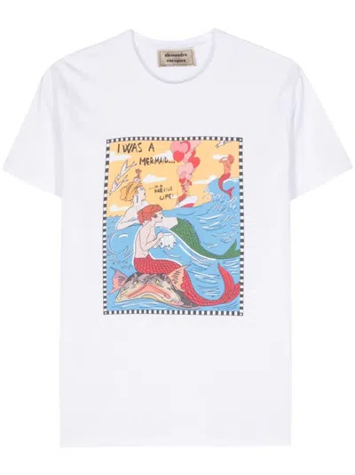 Alessandro Enriquez I Was A Mermaid Cotton T-shirt In White