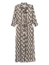 Alessandro Enriquez Tie-neck Graphic-print Dress In Pattern