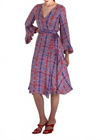 Alessandro Enriquez Vibrant Wrap Midi Dress In Rida In Multi