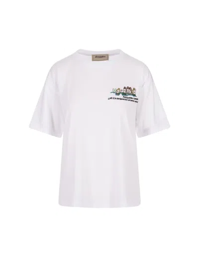 Alessandro Enriquez White T-shirt With Mermaid Embroidery