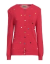 Alessandro Enriquez Button-embellished Wool-blend Cardigan In Red
