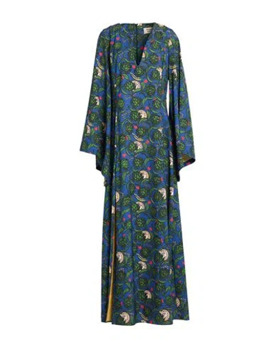 Alessandro Enriquez Woman Maxi Dress Blue Size 6 Polyester, Elastane In Multi