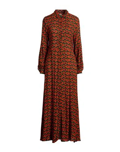 Alessandro Enriquez Woman Maxi Dress Dark Green Size 4 Viscose, Wool In Brown