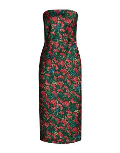 Alessandro Enriquez Woman Midi Dress Green Size 6 Polyester In Brown